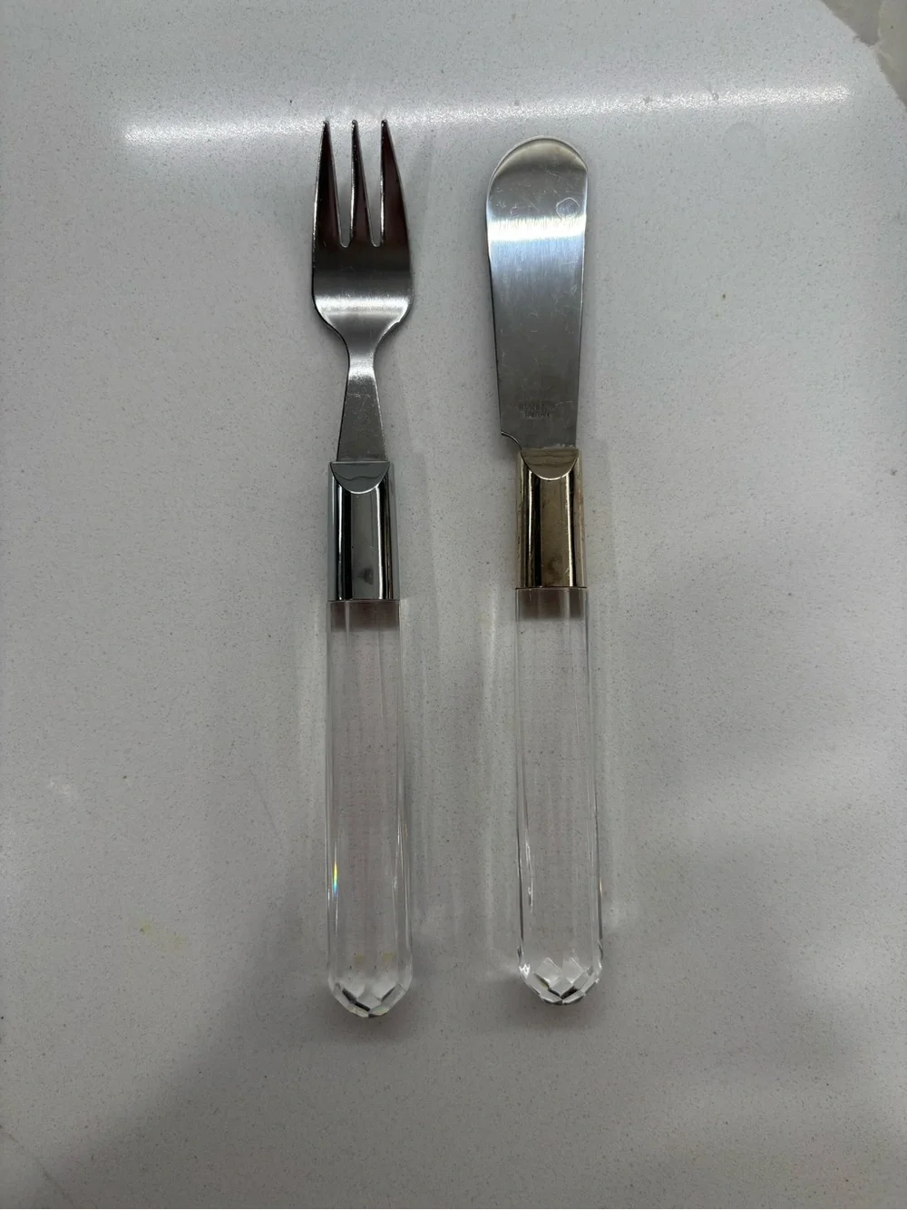 Clear Acrylic Handle Butter Knife and Fork Serving Set